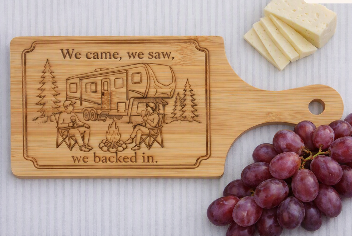Bamboo Cutting Board w/Handle - Backed YW