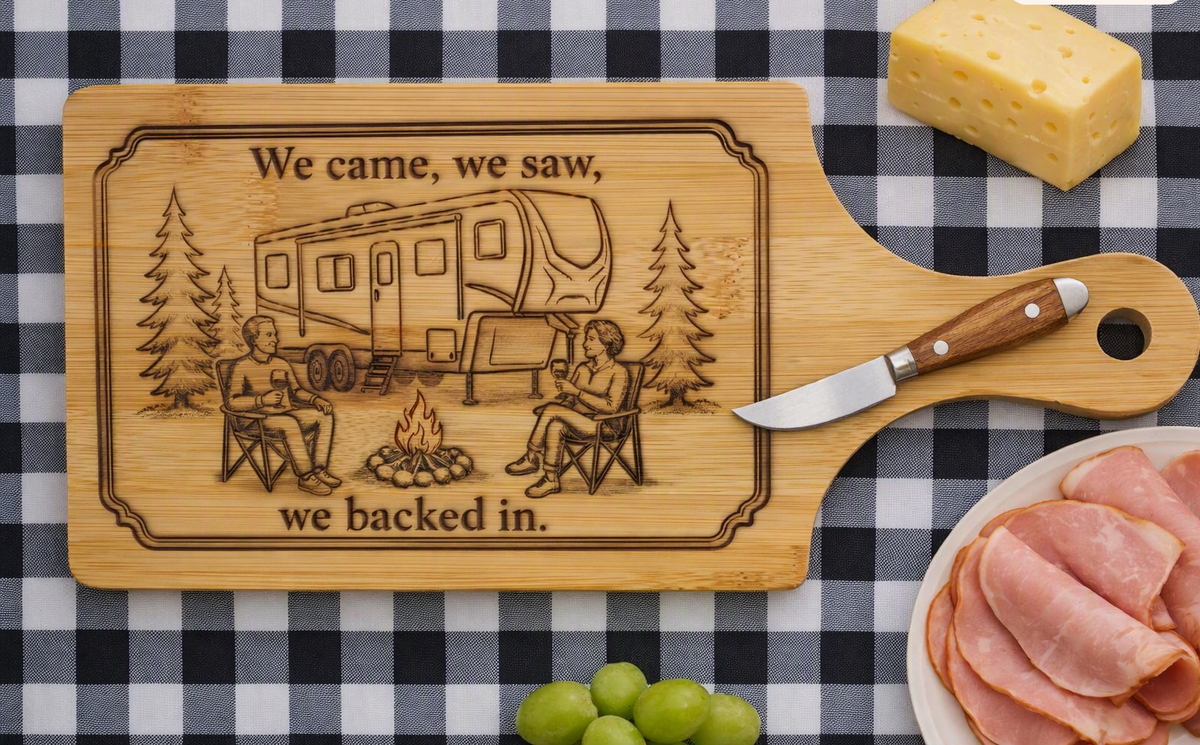 Bamboo Cutting Board w/Handle - Backed In OW