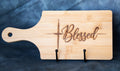 Bamboo Cutting Board w/Handle - Blessed