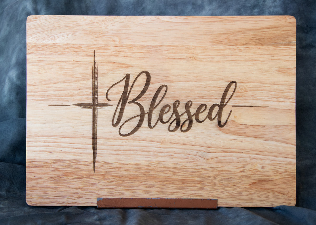 Rubberwood Cutting Board -Blessed