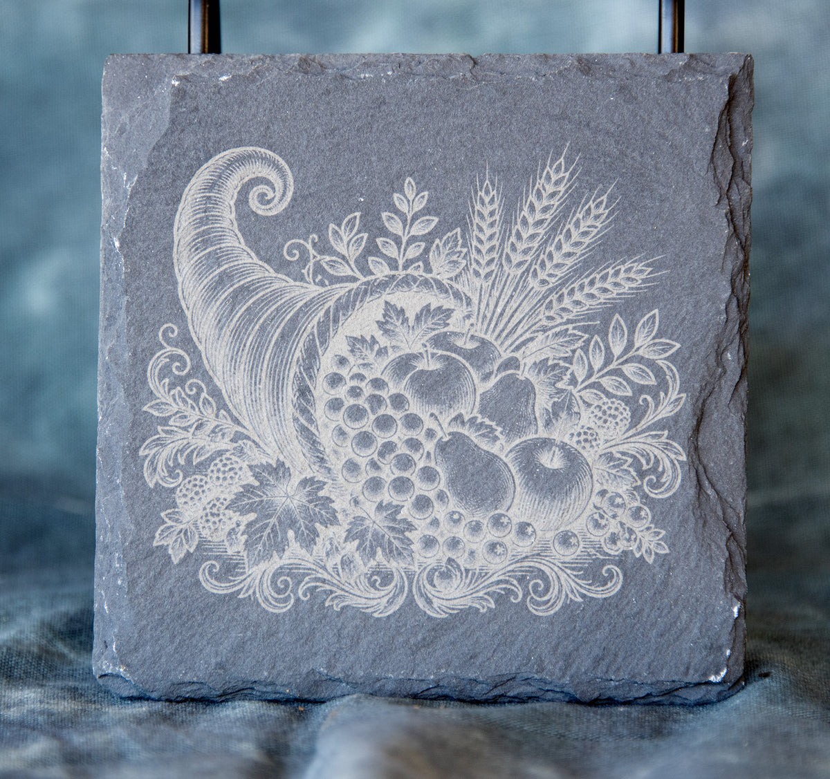 Square Slate Coasters - Cornucopia