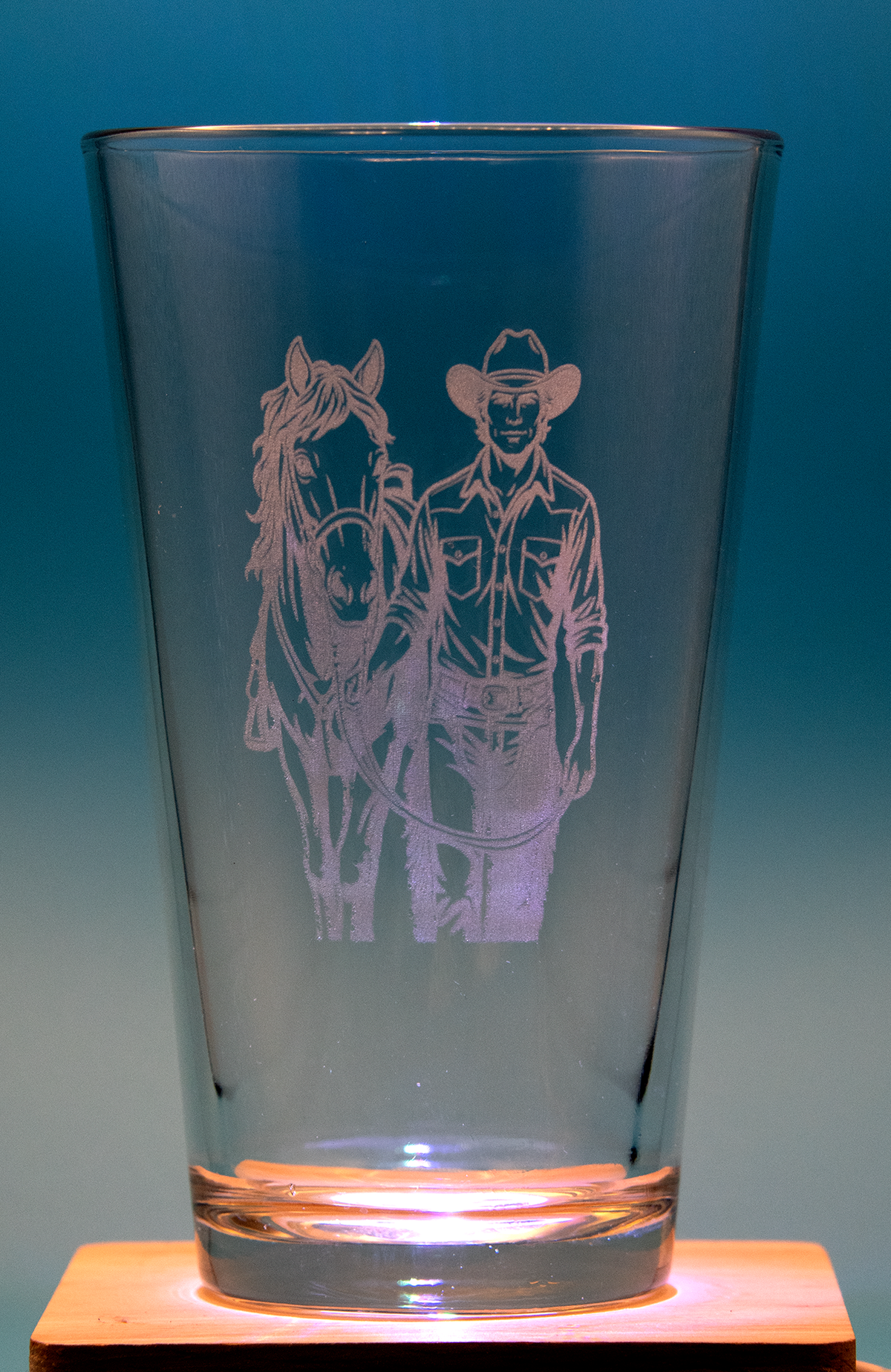 Beer Glass - Cowboy w/Horse