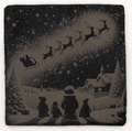 Square Slate Coasters - Santa Sky