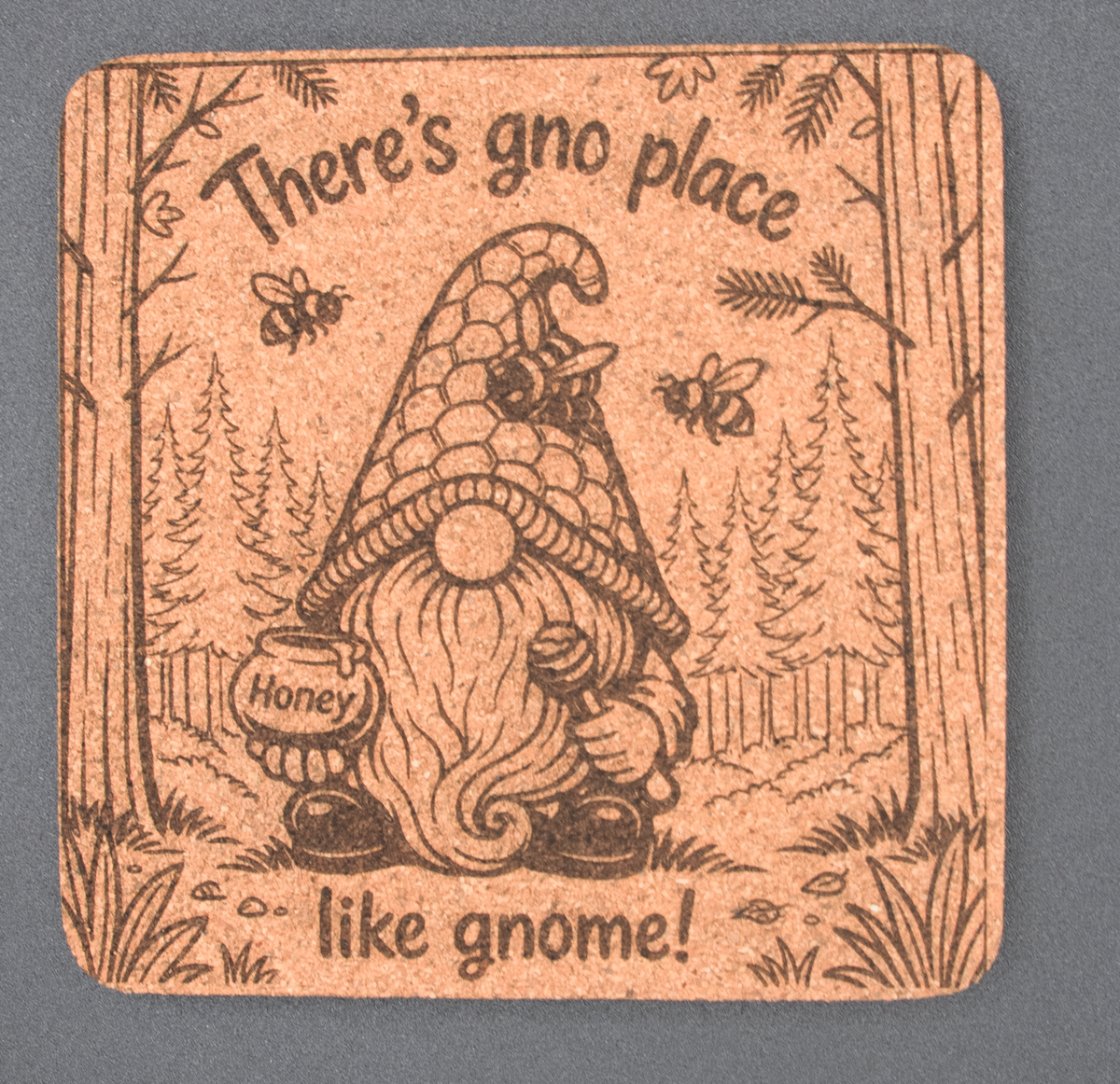 Square Cork Coasters - Gnome