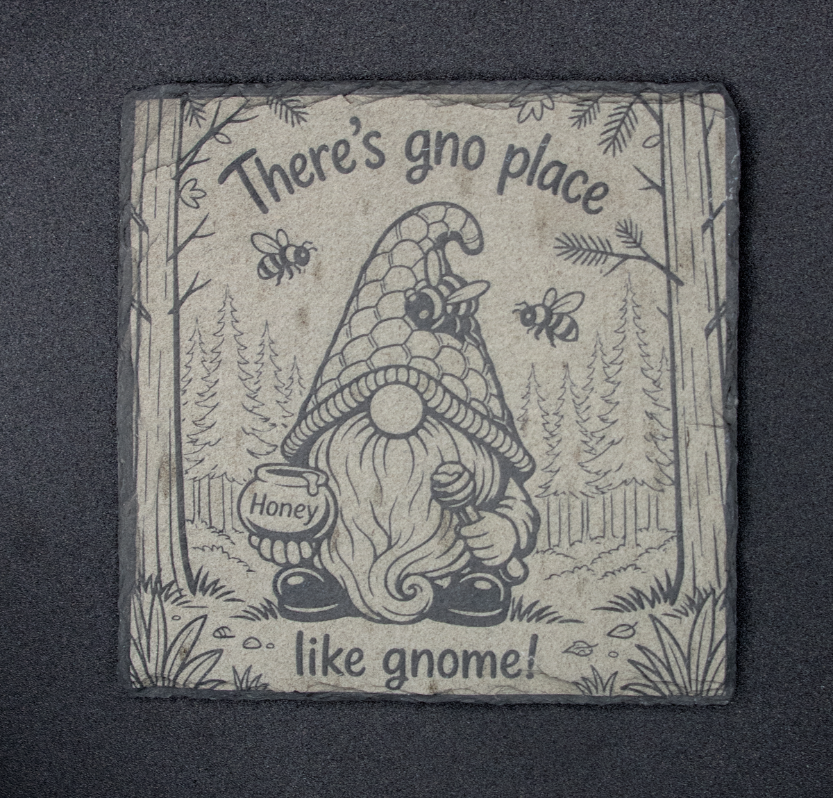 Square Slate Coasters - Gnome