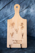 Bamboo Cutting Board w/Handle - Herbs