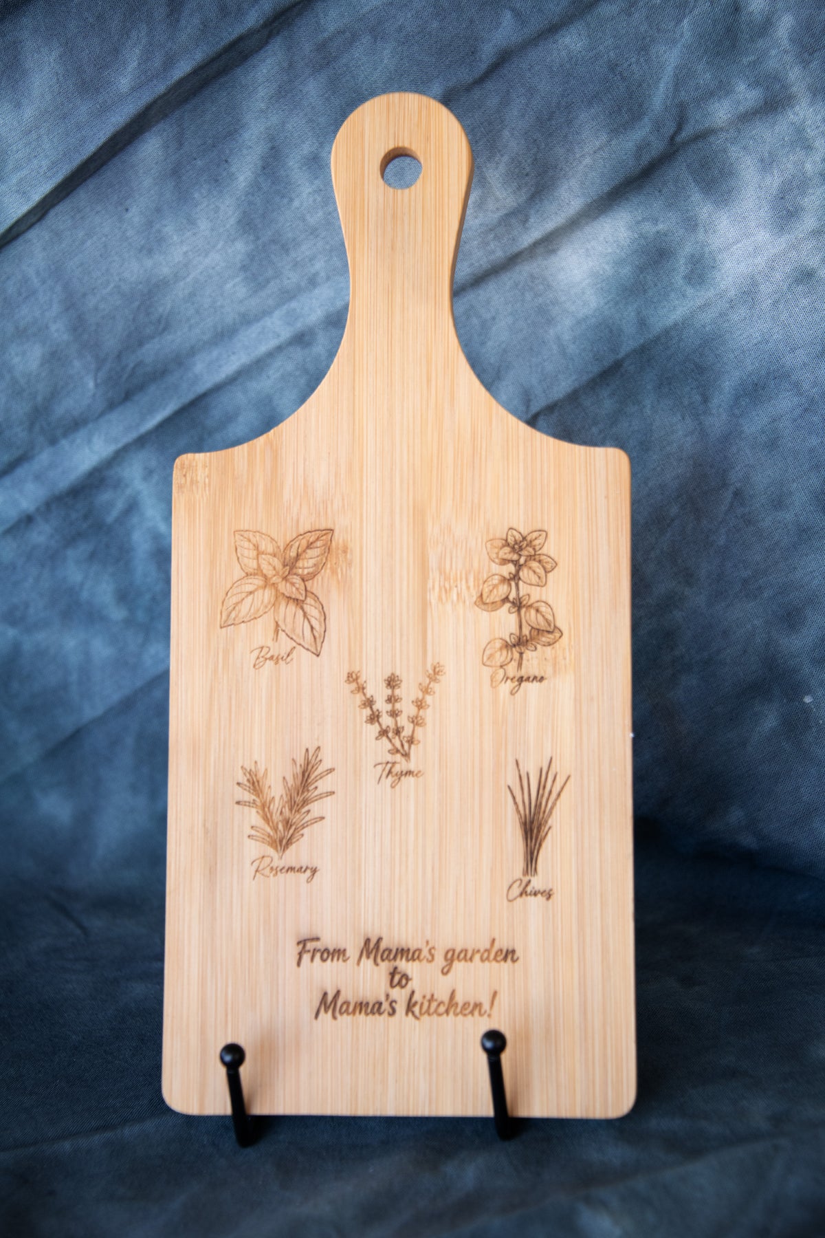 Bamboo Cutting Board w/Handle - Herbs