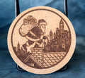 Round Cork Coasters - Santa Roof
