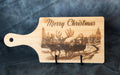 Bamboo Cutting Board w/Handle - Santa Sleigh