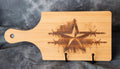 Bamboo Cutting Board w/Handle - Star & Barbed Wire