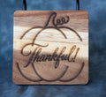 Square Acacia Coasters - Thankful