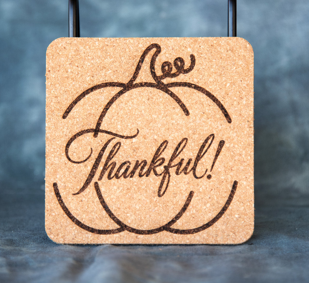 Square Cork Coasters - Thankful