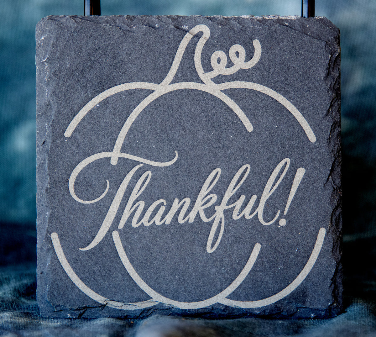 Square Slate Coasters - Thankful