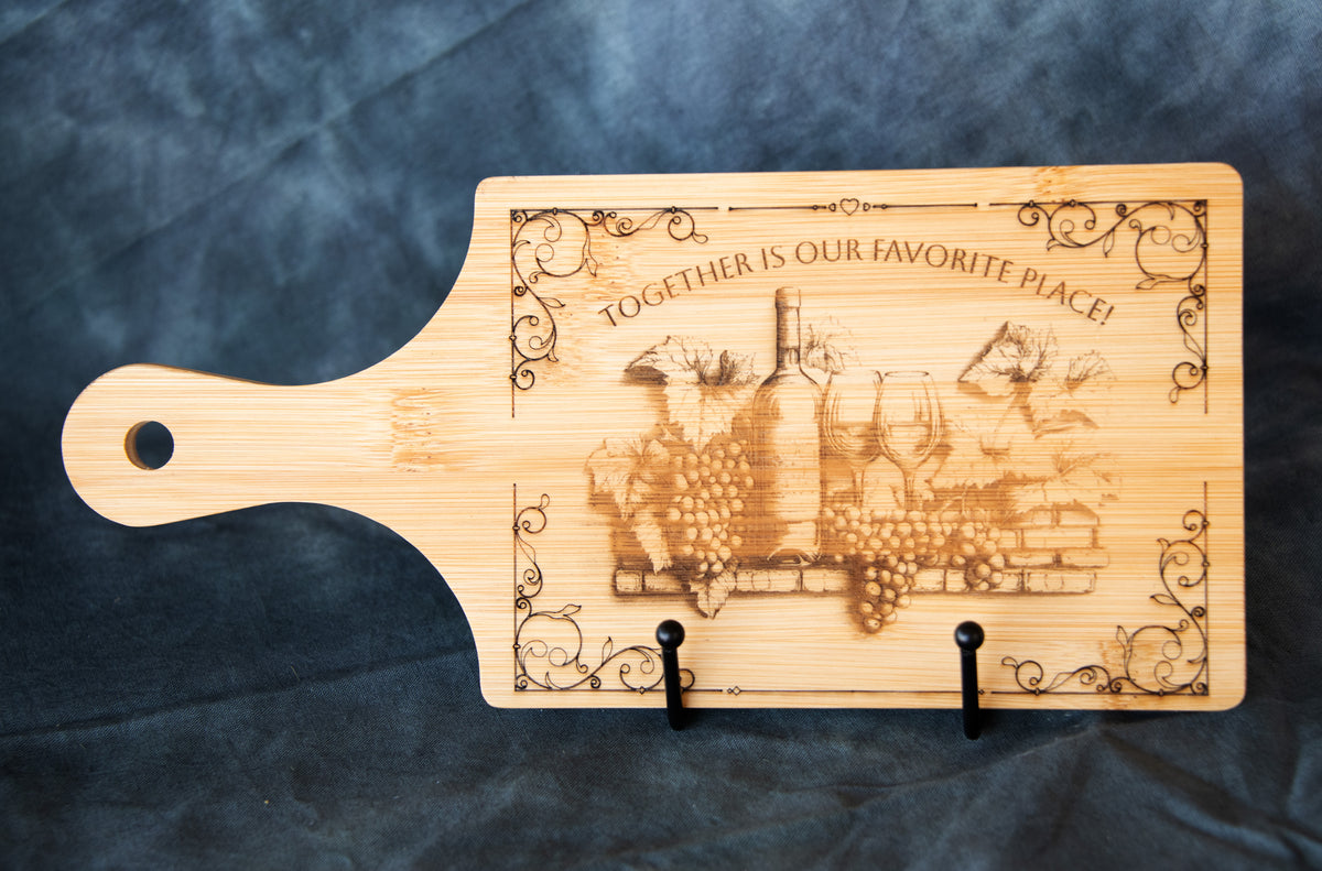 Bamboo Cutting Board w/Handle - Together