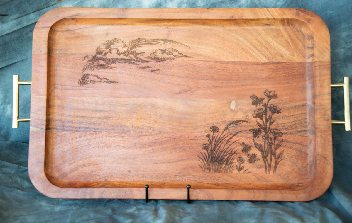 Acacia Cutting Board - Birds & Clouds