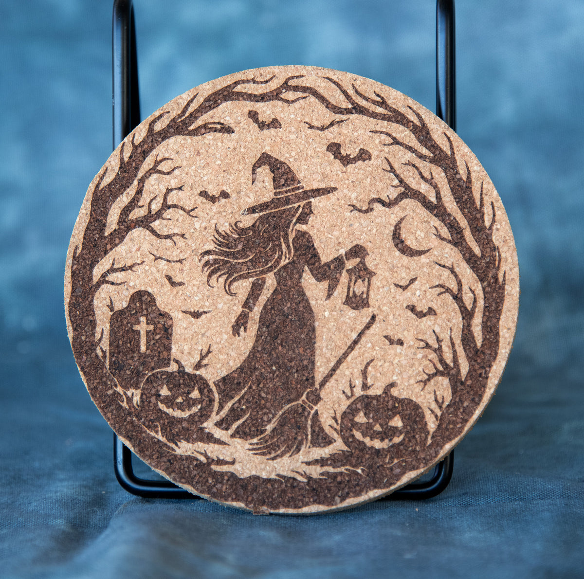Round Cork Coasters - Witch